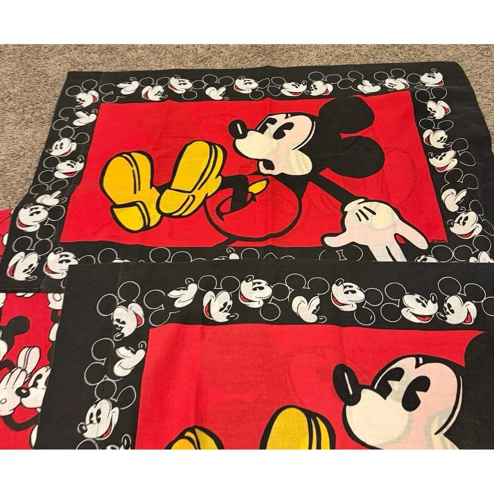 Disney Mickey Mouse Full Sheet Set Vintage Red Black White Character Bedding